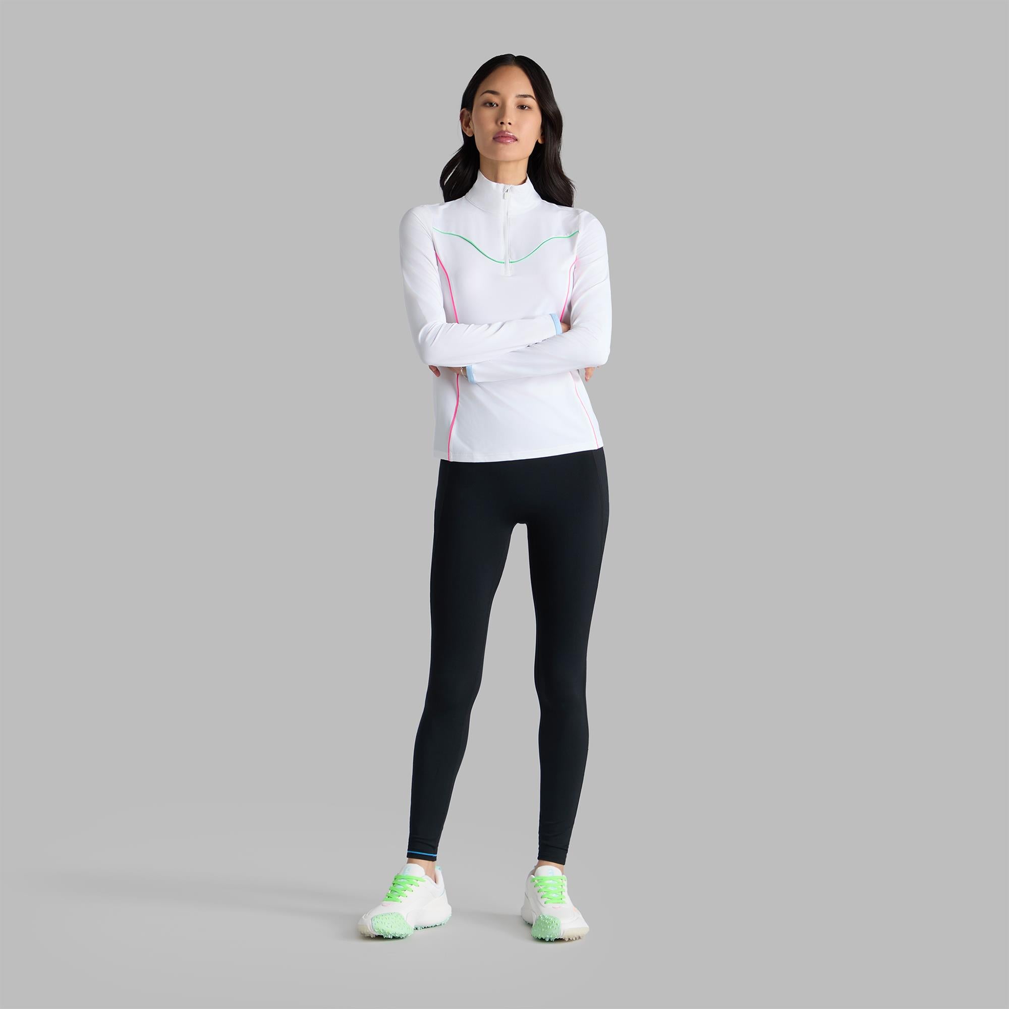 G/FORE Stretch Nylon Interlock Tipped Ladies Golf Mid Layer Snow